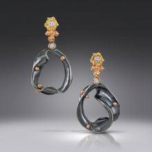 Load image into Gallery viewer, Organic Matter: Diamond Wave/Curvaceous Lily Earrings
