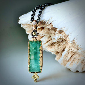 Natural Wonder: Green Tourmaline and Diamond Necklace