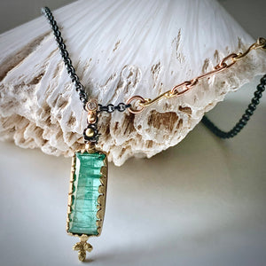 Natural Wonder: Green Tourmaline and Diamond Necklace