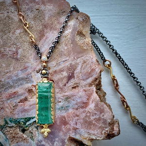 Natural Wonder: Green Tourmaline and Diamond Necklace