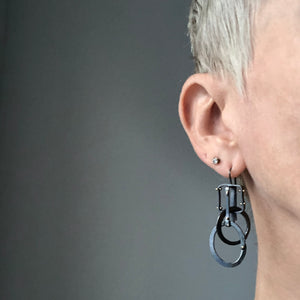 Forged: Geometric Rivet Drop Earrings