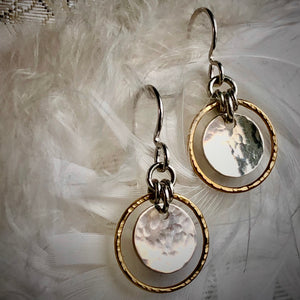 Gilded: Suspended Double Disk Drop Earrings