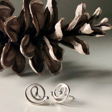 Load image into Gallery viewer, Spiral Trajectory: Coiled Rose Stud Earrings
