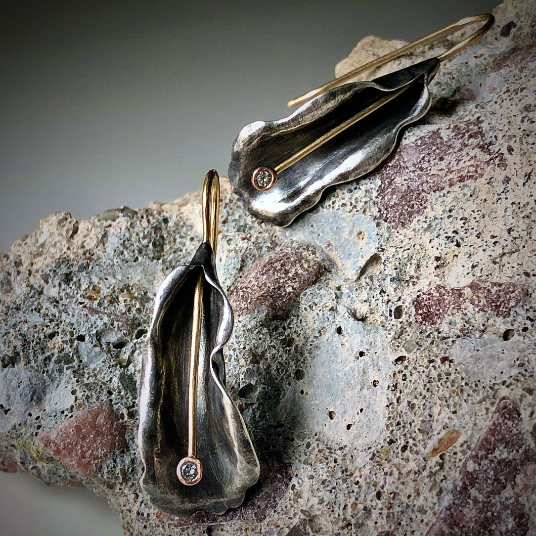 Organic Matter: Diamond Petal Drop Earrings