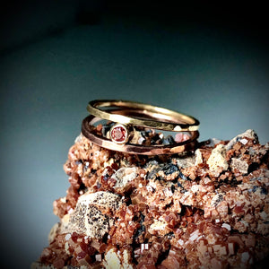 Parallel Universe: Padparadscha Sapphire and Yellow/Rose Gold Ring