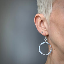 Load image into Gallery viewer, Forged: Etched Circle Drop Earrings (Small Size)
