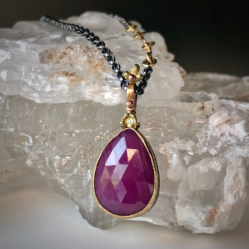 Ruby Teardrop Necklace, 925 Silver, Aries, Leo Crystal, Mother's day Gift -  Shop SilverStonesStars Necklaces - Pinkoi