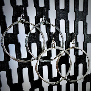 Forged: Etched Circle Drop Earrings (Large Size)