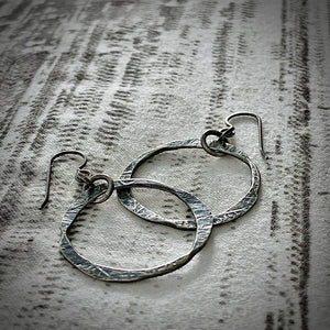 Forged: Etched Circle Drop Earrings (Small Size)