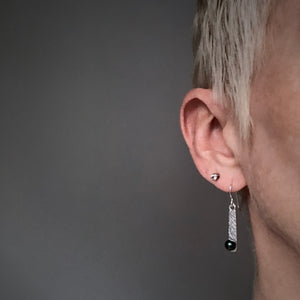 Sea Level: Vertical Bar/Black Pearl Drop Earrings