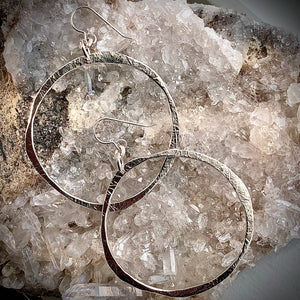 Forged: Etched Circle Drop Earrings (Large Size)