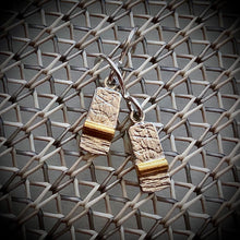 Load image into Gallery viewer, Gilded: Horizontal Gold Bar/Textured Drop Earrings
