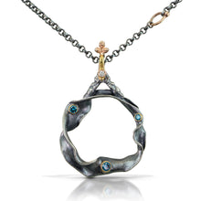 Load image into Gallery viewer, Organic Matter: Blue Diamond Wave/Curvaceous Flower Bud Necklace
