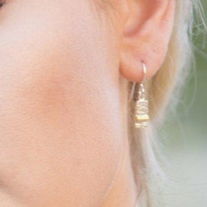 Gilded: Horizontal Gold Bar/Textured Drop Earrings