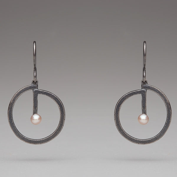 Sea Level: Disk/Suspended Pink Pearl Drop Earrings