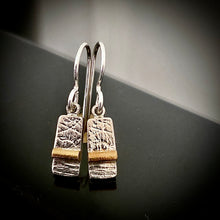 Load image into Gallery viewer, Gilded: Horizontal Gold Bar/Textured Drop Earrings
